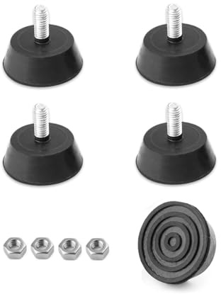 YOYEAH 4er Set Gummifüße M6 x 16mm - verstellbare Möbel-, Geräte- und Kleingerätefüße - Stellfuß für Schränke und Regale - Höhenverstellbare Stellfüße M6 - Schraubbare Gummifuße