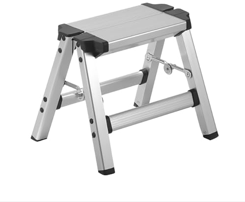 Herfair Trittleiter 2 Stufen Klappleiter Tritthocker Beidseitig bis 150 KG Luftfahrt Aluminium Leiter mit Rutschfeste Trittfläche Tragbare Multifunktionsleiter (1 Stufen)