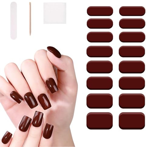 Bzzerumy UV Gel Nagelfolie, 16 pcs Nagelfolie Selbstklebend, Nagelfolie NV Härtend, Gellack Wraps für Nagel,nail sticker,maniko nails starter set nagelfolien