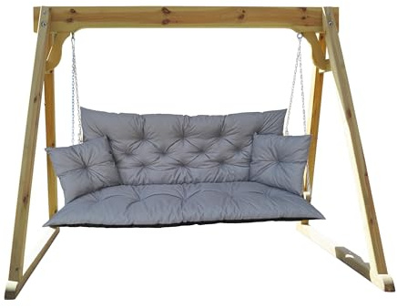 IN WOHO Hollywoodschaukel Auflage Outdoor Sitzkissen Gartenbankauflage Bankauflage Wasserabweisend Gartenbank Sitzkissen Bankkissen Sitzauflage Bank Palettenkissen mit 2 kleinen Kissen 180x60x50 Grau