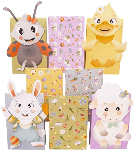 Papierdrachen Papiertüten Set Osterhasenwelt - 8 Ostermotive - Geschenkverpackung - Osternest - zum Dekorieren und Befüllen
