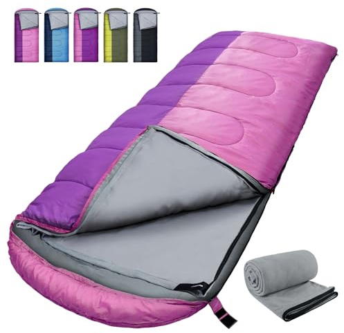 WKFAMOUT 0 Degree Sleeping Bags Waterproof with Fleece Liner XL for Adults Machine Washable Cold Weather Sleeping Bag with Compression Sack for 4 Season Camping