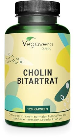 Vegavero Vegan Choline Bitartrate Capsules 1400 mg | 120 Capsules | Liver Supplements | Pregnancy Supplements | NO Additives
