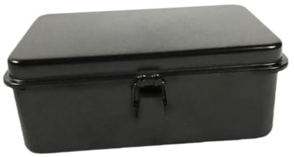 Milageto Caja de Almacenamiento de Hierro con Sellos y Organizador de Notas, Estilo Vintage, portátil, de Escritorio, Caja de Metal para Manualidades, Negro