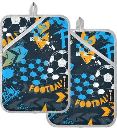Presine resistenti al calore, colorate, alla moda, personalizzabili, per graffiti, per cucina, con tasca per cottura a caldo, confezione da 2