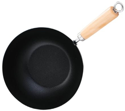 OKUMEYR Padella Antiaderente in Acciaio Resistente Mini Per Cucina Wok Portatile Con Manico in Legno Padella Da Campeggio Per Friggere Uova e Bistecche Su Tutti i Fornelli