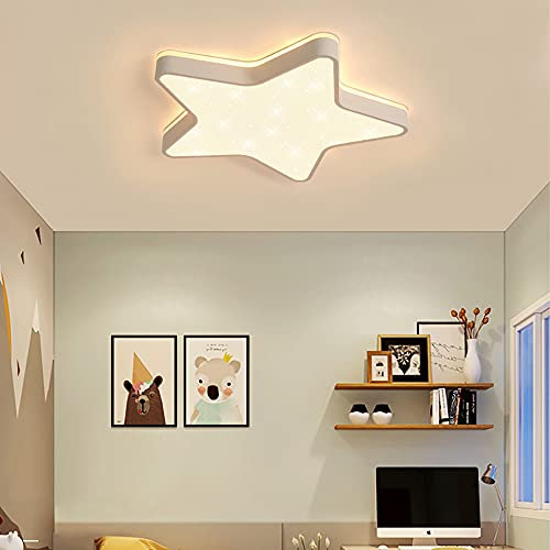 TanjcXliu Kinderzimmer Lampe Decke Deckenlampe Deckenleuchte Stern Lampe Kinderlampe Decke Mädchen 45 Cm Durchmesser, Integrierter 36w Led, Dimmbar, Fernbedienung