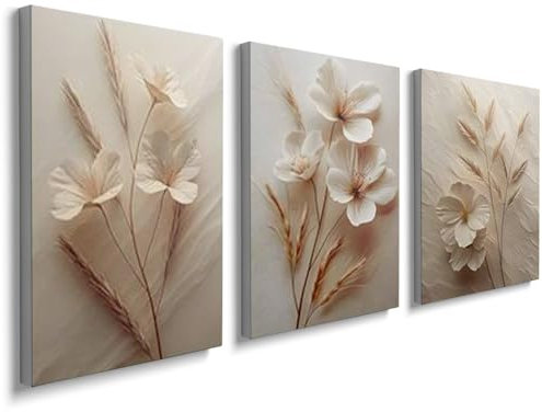 prinfantasy Room Decor Set of 3 Abstract Wall Art Canvas Prints Pictures for Living Room Neutral Paintings Home Office Minimalist Posters Wooden Framed Artwork Decorations 0911