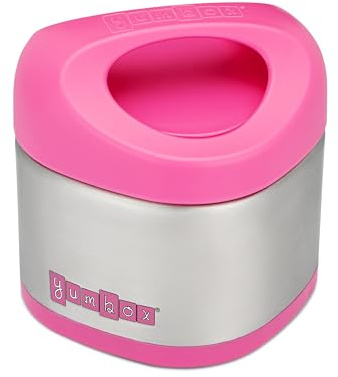 Yumbox Cubi Triple Insulated Stainless Steel Thermal Jar - 10oz Leakproof Hot & Cold Kids Food Jar - Wide Opening, Easy-Open Lid, Carry Handle - Bento Lunch Box for School - Hot Pink