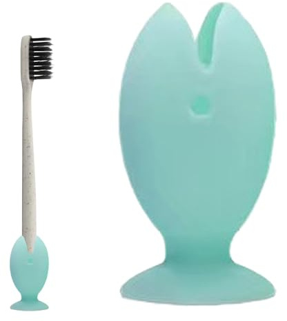 Supporto in silicone antipolvere, porta spazzolino da denti, a forma di pesce, pratico ventosa | custodia portaoggetti multifunzione, accessorio da bagno per mantenere il tuo spazzolino da denti al