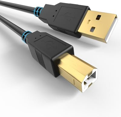 Bicmice Usb-A to Usb-B 2.0 Printer Cable 480 Mbps High-Speed for Hp Canon Brother Samsung Dell Epson Lexmark Xerox and More External Hard Drive,Scanner Cord Gold-Plated 5Ft/1.5M