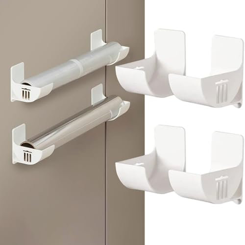AzureRay Lot de 4 Organiseurs de Cuisine Non Perforés, Montage Mural, Distributeur de Sacs Poubelle, Rangement et Organisation des Accessoires de Cuisine