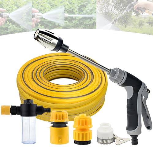 8pcs Water Blitz Pressure Washer, WaterBlitz High Pressure with 15m Water Pipe, Ergonomic Handle Quick Connect with 360° Rotating for Three Spray Modes