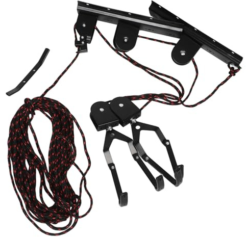 Mikikit Soporte Colgador Bicicleta Pared Negro 20 Kg Sistema Poleas Elevador Ciclismo Garaje Almacenamiento Suspensión para Bicicleta Montaña y Carretera