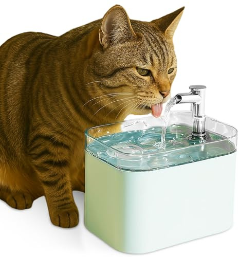 WIYETY Fontaine Pour Chats 1,5 L Ultra-Silencieuse Avec Filtres De Sécurité Pour Plusieurs Animaux Domestiques - Bleu