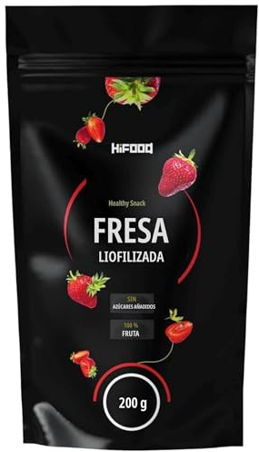 HiFood fresas liofilizadas en rodajas 200 g 100% fruta sin azúcares añadidos vegano sin gluten snack crujiente para muesli yogur smoothie y postres