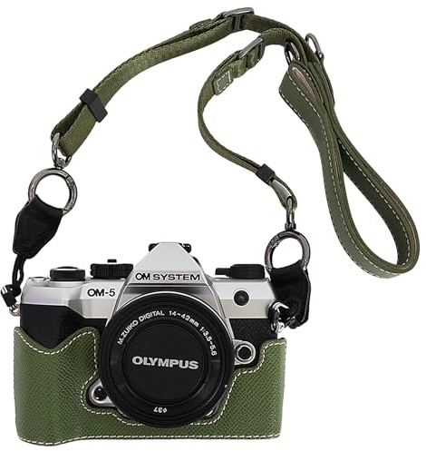 VOVMOEYA Fodral för om system OM-5 Mark II med justerbar axelrem, PU-läder, Olympus om5 mk2 kameraväska, Väska, Kamerafodral, Omslag, Påse, Sleeve, Tillbehör, snygg, skyddande, camera case