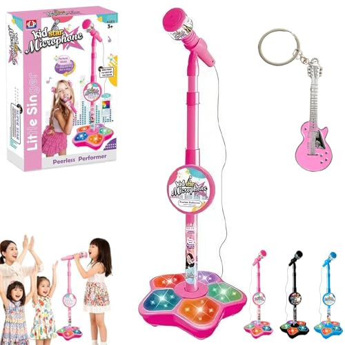 The All-in-One Microphone Toy, Kids Microphone with Stand, 2026New Children's Microphones Toy, Christmas Birthday Gifts Toys, for Girls Boys Singing, Creative Play, Party Fun (Pink)