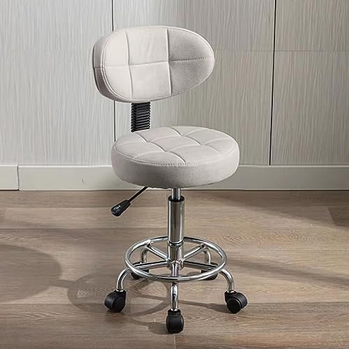 HDHNBA Moderner Bürodrehstuhl - Rollhocker mit Niedriger Rückenlehne und Höhenverstellung - Drehbare Arbeitsstuhl mit Fußstütze für Büro,Zuhause,Salon oder Zeichenraum(Grau,Packung von 1)