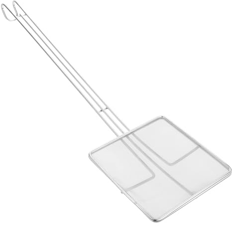 FUNNETOYU Cuchara Espumadera Cuadrada de Acero Inoxidable Colador de Malla Fina Reutilizable, Utensilio de Cocina para Freír y Filtrar Aceite, Accesorio Práctico para Freidoras Pequeñas