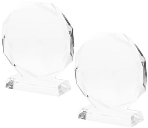 Toyvian Trophée en Cristal Transparent 100 Mm, Lot de 2 Plaques de Récompense en Verre Vierge pour Cérémonie Sportive et Remise de Prix, Plaque Commémorative Gravable pour Reconnaissance