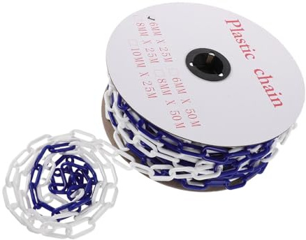 Ipetboom Cadena de Control de Tráfico de Plástico Resistente 6mm Azul, 25 Metros, Barrera de Seguridad para Conos, Adecuado para Control de Multitudes y Delimitación en Exteriores