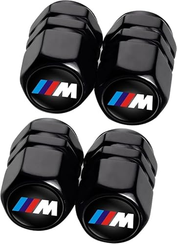 4pcs Auto Ventilkappen aus Metalllegierung für BMW M M2 M4 M5 M6 M8 X1 X2 X3 X5 X6 M135i M240i Z4 328i X7, Reifenventil Kappen, Universelle Staubschutzkappen Zubehör für Autoreifen