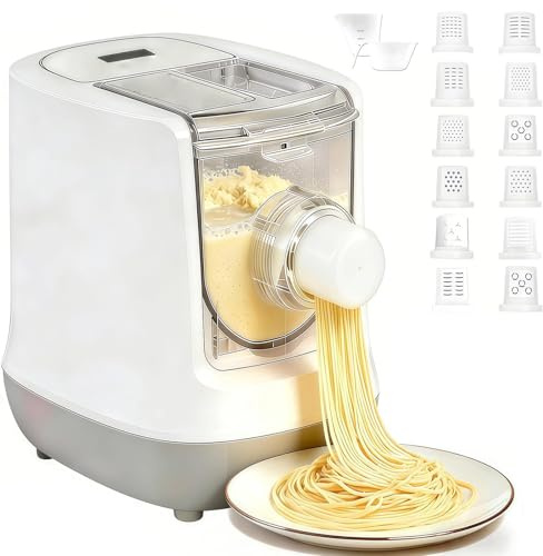 Máquina Para Hacer Pasta Eléctrica de 260 W, Máquina Para Hacer Pasta Totalmente Automática Para el Hogar, Máquina Para Hacer Fideos con 14 Tipos de Moldes Para Fideos, Capacidad de Harina de 480 G