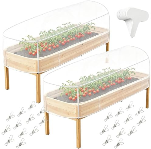 Cubierta para bancal elevada | con red de protección contra insectos | 2 piezas de red para pájaros - para proteger contra animales como ardillas, moscas, aves, conejos, para verduras, flores, brezo