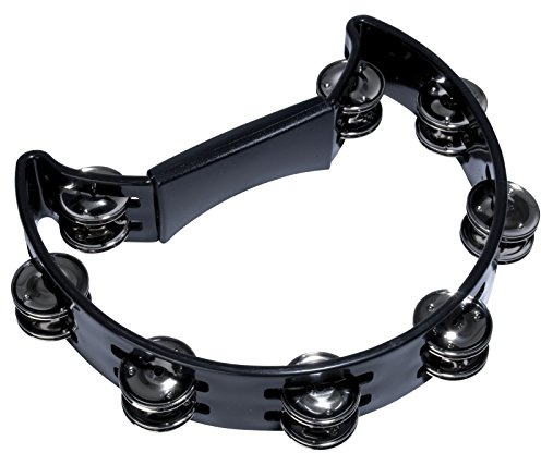 Fame Hand Tambourine, Schwarz, Doppelreihige Stahl-Schellen, Halbmond-Form, Kunststoff, Einzigartiger Sound, Robust, Langlebig, Ideal für Musikliebhaber und Profis