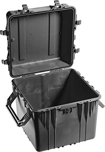 PELI 0350 djup kubformad skyddsväska med extra stora handtag, IP67-vattentät, 131 liters kapacitet, tillverkad i USA, inget skum, svart