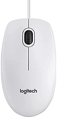 Logitech B100 Souris Filaire USB, 3 Boutons, Suivi Optique, Ambidextre, Compatible avec PC/Mac/Ordinateur Portable/Chromebook - Blanche
