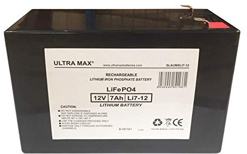 Ultramax LITHIUM LI7-12, 12V 7AH (as 6Ah & 9Ah) EMERGENCY LIGHT LIGHTING BATTERY