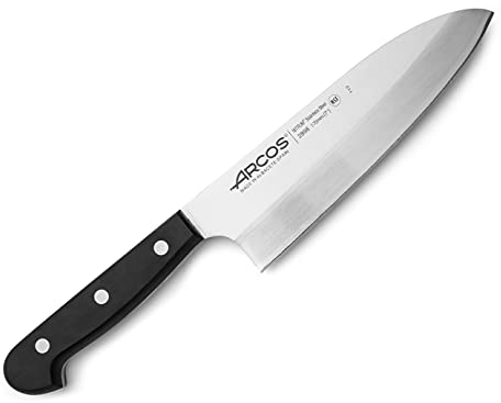 Arcos Deba Universalmesser - Asiatisches Messer aus NITRUM Edelstahl, Hohe Vielseitigkeit mit Schwarzem POM-Griff, Ergonomischer und Rutschfester Griff, Größe 18 cm - Für den Täglichen Gebrauch