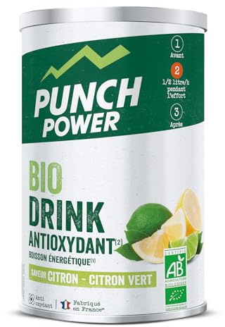 PUNCH POWER - Biodrink Antioxydant - Citron vert - Pot 500 g - Boisson Glucidique de l'effort - Riche en Vitamines - Bio - Sans Gluten - Marque Française
