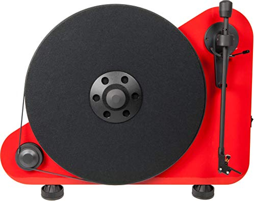 Pro-Ject VT-E R BT, Vertikaler „Plug & Play“ Plattenspieler mit Wireless Audio Streaming (Rot)
