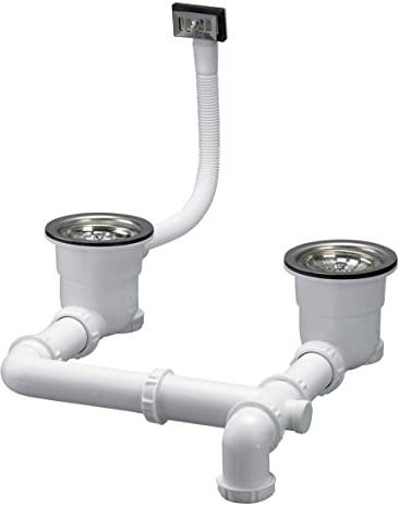 Vidage complet pour évier 2 bacs Ø90 mm entraxe réglable NOYON & THIEBAULT