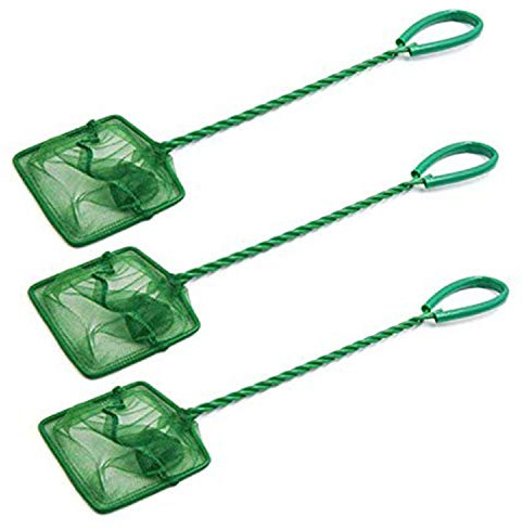 XMHF 3pcs 6 Wide Spiral Handle Metal Frame Fish Tank Nylon Fish Catch Net Aquarium Wire Nylon Mesh Fish Quick Catch Landing Net Green