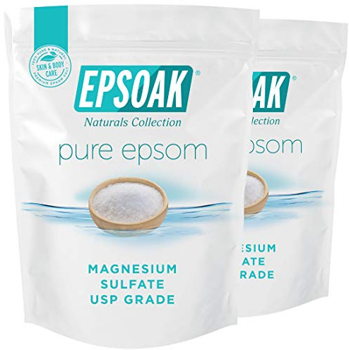 Epsoak Epsom Salt 4 lb. Magnesium Sulfate USP. (Qty. 2 x 2 lb. Bags) Resealable Epsom Salt Bag Unscented, Made in The USA, Cruelty-Free Certified