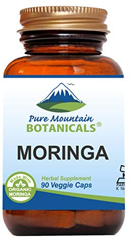 Pure Mountain Botanicals Moringa Leaf Capsules - Kosher Vegan Formula with 1000mg Organic Moringa - Green Moringa Oleifera Superfood Supplement