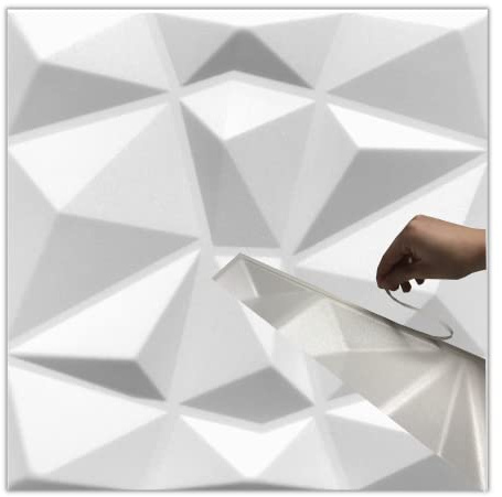 5qm / 3D Wandpaneele !!!Selbstklebend!!! Wandverkleidung Deckenpaneele Platten Paneele DIAMANT WHITE POLYSTYROL MATERIAL (5qm = 20Stück)