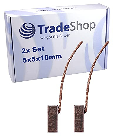 Trade-Shop - Escobillas de carbón para motor (2 unidades, 5 x 5 x 10 mm, 12 – 24 V, para diferentes motores de automóviles, puertas de garaje, accionamientos, alternador