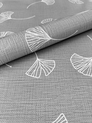 PVC Tischdecke Ginko grau Meterware Wachstuch Eckig Breite & Länge wählbar abwaschbar, Größe:140 x 140 cm
