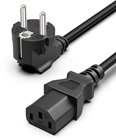 BICMIC 2M Kaltgerätekabel Netzkabel CEE 7/7 Schutzkontaktstecker E+F 90° Gewinkelt auf C13 / 3-Polig Passend für PC, Computer, TV, Monitor, Bildschirm, Drucker, Beamer, Projektor