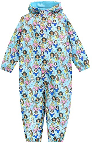 Disney Puddle Suit | All in One Princess Rain Suit for Kids | Cinderella Belle Snow White Raincoat | 4-5 Years