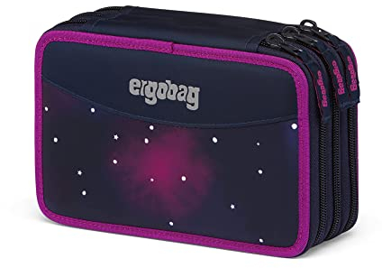 ergobag Maxi-Mäppchen Set 40-Teilig, Lyra Bunt- und Filzstifte, Kleingeld Fach, Lineal, Schere Bärlaxy - Lila