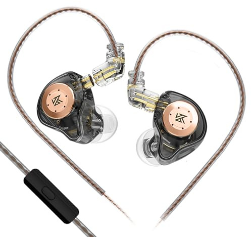 Keephifi KZ EDX Pro IEM Écouteurs Intra-Auriculaires avec Micro Filaire HiFi stéréo scène Écouteurs filaires Dual DD IEM avec câble Amovible pour Musiciens audiophiles (Noir, avec Micro)