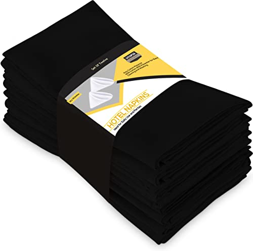 Utopia Kitchen Stoffservietten [12er Pack, Schwarz] 50x50 cm Waschbare Tischservietten für Hotel, Mittagessen, Restaurant, Hochzeiten, Veranstaltungen und Partys