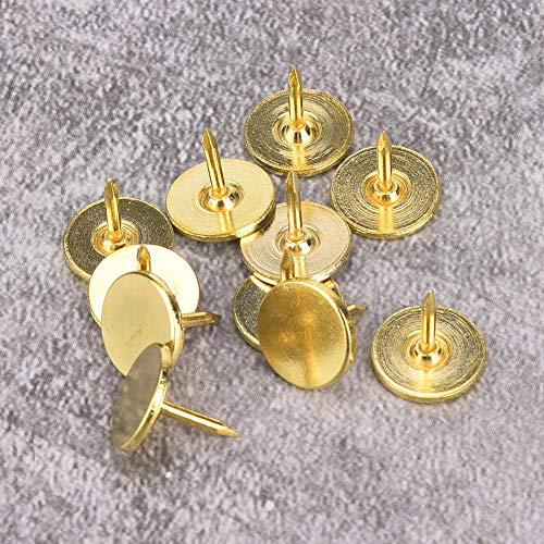 Tachuelas De Tapicería 100 Uds, Tachuelas De Tapicería De Cabeza Plana Cabezas De Clavos Decorativas Tachuelas De Pulgar Tachuelas De Muebles Clavos Para Tapicería(9 * 8mm-gold)