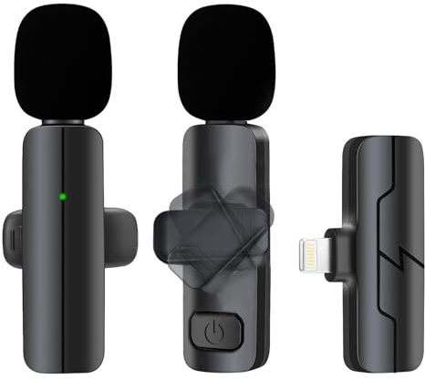 Professionelles kabelloses Lavalier-Ansteckmikrofon für iPhone/iPad – Mini-Clip-Mikrofon für Videoaufnahmen - Dual Lav Mic mit Auto-Sync für YouTube/Podcast/Vlogging/Interviews - Plug-and-Play